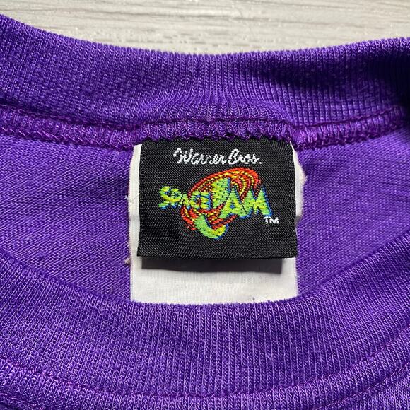 Vintage 90s Space Jam Movie Bugs Lola Bunny Hearts Warner Bros Purple Tee Small - Picture 5 of 7